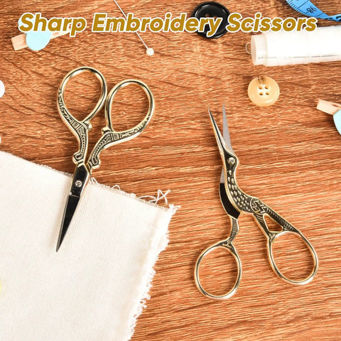 Stainless Steel Embroidery Scissors Set 2 Pcs 3.6 Inch Gold Tone Small Shears For Sewing Crafting Needlework Thread Cutting