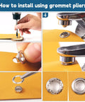 Step-by-step guide using All In One 1403 Piece Grommet Kit With One Quarter Inch Grommets Eyelet Punch Pliers for installation