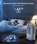 Portable 3-In-1 Evaporative Air Cooler With Remote And Touch Control next to sleeping couple, 90 degree oscillation feature