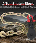 Heavy Duty 2 Ton Snatch Block With 2 Ft Steel Chain And 3 Inch Sheave For Lifting, Towing, And Winching On Demandin