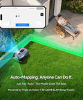 Neomow X2 Pro Auto Mapping Robot Lawn Mower demonstrating mapping with 360-degree LiDAR in a modern garden setting.