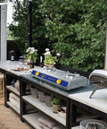 Two Burner Portable Propane Stove With Auto Ignition 20000 BTU Stainless Steel Outdoor Cooktop on modern outdoor counter