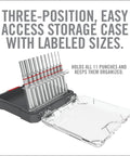 11 Piece Standard Punch Set With Pro Grade Heavy Duty Premium Steel Punches That Resist Corrosion in a 3 Position Storage Case