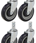 5 Inch Swivel Caster Set Of 4 Heavy Duty Polyurethane Wheels For Bun And Sheet Pan Racks showing close-up view with shiny metal brackets