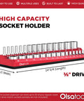 Magnetic Socket Organizer For 3 8 Inch Drive Metric Sockets Holds Up To 30 Sockets With Heavy-Duty Magnets Red Personal Tool Holder