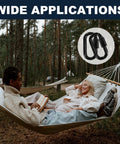 Relaxing in hammock secured with 50 Pack 2 Inch Quick Links And M5 Locking Carabiners Set In Black Galvanized Steel Heavy Duty Chain Connectors