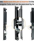 Sliding Glass Door Handle Replacement Kit, 6-5/8 In, Black, Keyed, Reversible For Left Or Right Handed Doors with ergonomic grip