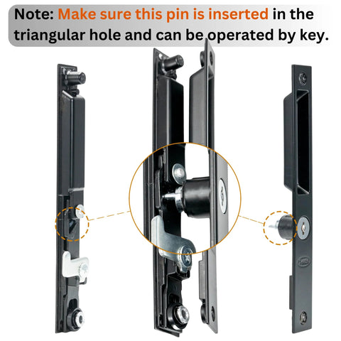 Sliding Glass Door Handle Replacement Kit, 6-5/8 In, Black, Keyed, Reversible For Left Or Right Handed Doors with ergonomic grip