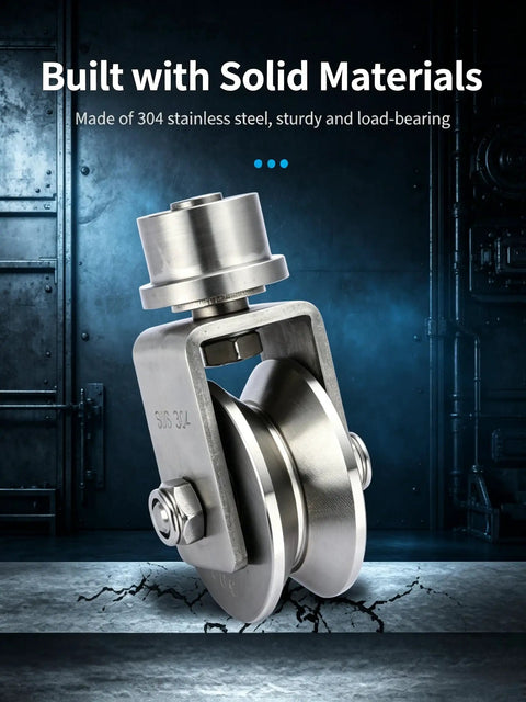 48 Mm Industrial Grade U Groove Track Wheel Built Tough With 304 Stainless Steel and a durable 360-degree swivel mount.
