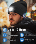 Bluetooth Beanie With Light Built-In 4 LED Headlamp Hat USB Rechargeable for Unisex Winter Wear in snowy outdoor setting