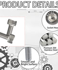 Top Shelf Twenty Count M6 1.0 X 20MM Socket Head Cap Screws Hex Allen Bolts 304 Stainless Steel Machine Fasteners with smooth surface.