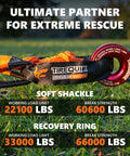 Soft Shackle Winch Recovery Ring Kit Orange Offroad Gear Half Inch By Twenty Two Inch With 60,600 Lbs Breaking Strength