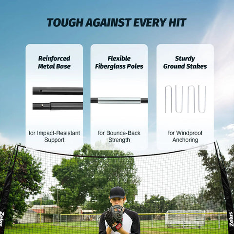 12x9 Foot Barricade Backstop Net For Baseball Softball Lacrosse Soccer Basketball And More Durable 5 Ply Knotless Net