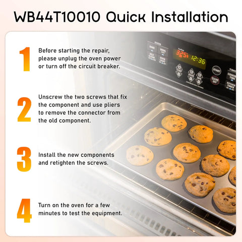 Oven with installed Top Notch Oven Element Replacement WB44T10010 For GE Spectra And Kenmore Ovens, baking cookies