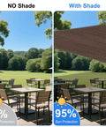 10x12 Brown Outdoor Shade Sail Canopy With UV Resistant Permeable Fabric providing shade and sun protection over patio