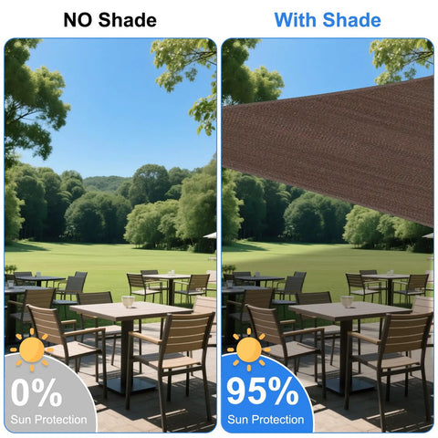 10x12 Brown Outdoor Shade Sail Canopy With UV Resistant Permeable Fabric providing shade and sun protection over patio