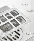 50 Pcs Disposable Shower Drain Hair Catcher 3.94" ES Square Drain with fine mesh design for effective hair trapping.