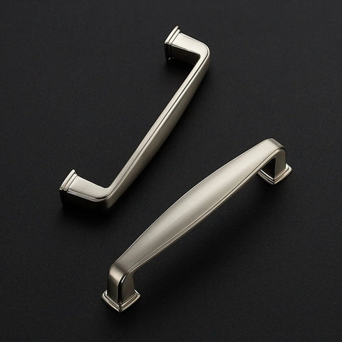 Two brushed nickel cabinet handles from 60 Pack Solid 3-3/4 Inch Cabinet Handles In Brushed Nickel Or Satin Nickel, 4-1/4 Inch Overall Length