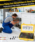 Man using All Purpose Plumbing Repair Kit 6 Piece Set With Half To Two Inch Pipe Stoppers, Spare Gaskets, Heavy Duty Case for repair