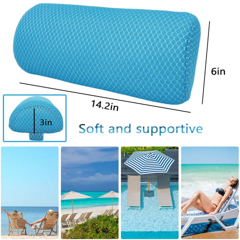 Two Pack Headrest Pillow For Patio Chaise Lounge With 3D Air Mesh And Elastic Band Quick Drying Washable Spa Pillow For Recliner Beach Chair