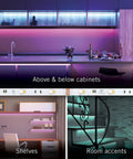Hardwire 24V RGB Plus White LED Strip Light Kit Multicolor 16 Ft in kitchens, shelves, and room accents with 3M adhesive.