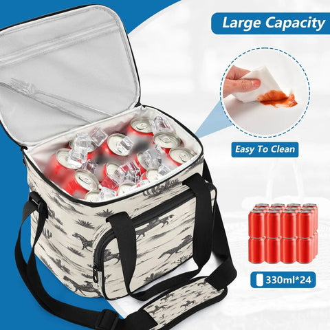Desert Explorer Insulated Lunch Bag With Leakproof Cooler Interior Waterproof 600D Oxford Fabric Large Picnic Box For Beach Camping