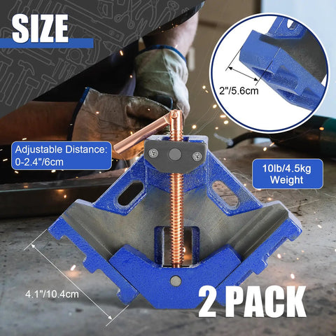 Heavy Duty 90 Degree Welding Angle Clamp 2 Pack Cast Iron Right Angle Jig For Woodworking And Metal 10lb weight and 0-2.4 in opening.