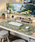 Large Desk Mat With Wrist Rest For Home Office And Gaming, Non Slip Floral Mouse Pad With Scalloped Edges, Ergonomic Keyboard Wrist Support
