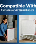 14x20x1 MERV 11 Air Filter with Micro Allergen Defense, MPR 1000 for use in home HVAC, showing installation in AC and furnace setup