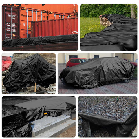 Heavy Duty Waterproof 6X12Ft Tarp Black Poly Tarpaulin For Outdoor Use Roof Pool Boat Camping Emergency Rain Multipurpose Shelter 12 Mil Thickness Tough As Nails All Weather Ready covering various outdoor items