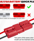 4 Pack 50 Amp Battery Quick Connect Disconnect Plug Kit For Anderson Style Connectors showing red plug pair