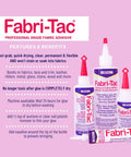 Fabri-Tac Premium Fabric Glue Quick-Drying Crystal Clear Permanent Bond For Fabrics Canvas Lace Wood 4-Ounce 2-Pack features