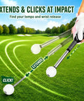 Pop Feedback Retractable Golf Swing Trainer With Click Timing Feedback And Tempo Stick for right-handed golfers in use