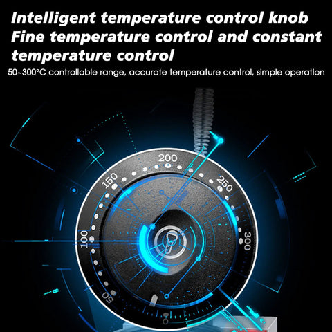 Intelligent temperature control knob for 1300W Electric Panini Press, adjustable from 50 to 300°C for precise cooking.