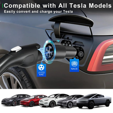 Hella Reliable J1772 To Nacs Charging Adapter Boasting 240V Ac Power Delivery And 80 Amp Heavy Duty Plug Converter for Tesla charging