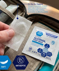 Alcohol Prep Pads 70 Percent Isopropyl, 2-Ply Sterile, Individually Wrapped, 200 Count Go-To First Aid Pack For Wound Cleaning, Skin Preparation, Injections, Medical Use in travel kit