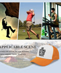 Stay Dry And Look Sharp In A Washed Distressed Womens Trucker Cap With Anti Sweat Band Low Profile Baseball Hat shown with outdoor sports scenes