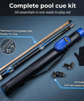 58 Inch Grade A Canadian Maple Pool Cue Featuring 13mm Tip And Adjustable Weight Builds Reliable Straight Shooter Mechanics For Crushing Every Shot Includes Tough Travel Case And Quick Setup Gear with accessories in a complete kit