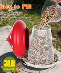 Heavy Duty Metal Mushroom Bird Feeder For Outdoor Hanging In The Garden Or Yard, Cute Red Bird Feeder That Attracts More Birds
