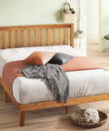 Top Tier Queen Platform Bed Frame With Tufted Fabric Headboard Solid Wood Slats Heavy Steel Base No Box Spring Needed in a stylish bedroom