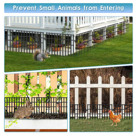 37ft Long Garden Animal Barrier Fence 13 Inch High Rustproof Metal Wire No Dig Dog Border Fence 26 Pack Ground Stakes 1.44 Inch Gap Decorative Fence Keep Dogs Rabbits Out of Your Yard installed around garden.