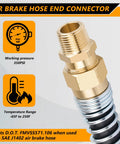 Air Brake Fittings Kit Beefed-Up Brass DOT 3/8 Inch Hose To 3/8 Inch Male End Connector With Spring Guard, brass material