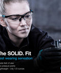 Person wearing Clear Lens Safety Glasses With Side Shields Anti Fog Anti Scratch Anti Glare Protective Eyewear For Men And Women