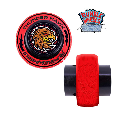 Rumble Wheels Lightning Strikers Rip Cord Racing Tires 2 Pack High Speed Launcher Toy with logo and red Thunder Hawk design