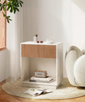 Fluted Nightstands Set Of 2 Dope Modern Bedside Tables With Drawer And Storage Shelf White Oak Finish bedside table