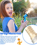 12 Piece Hose Repair Kit With Brass Barb Fittings For 5/8 To 3/4 Inch Hoses features a person using a spray nozzle in a garden
