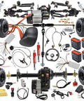 All In One Go Kart Build Kit With Four Wheel Drive 40 Inch Rear Axle 48V 1000W Motor Differential Wheels Steering Kit Front Suspension Swing Arm For ATV Quad Buggy Go Cart Golf Cart DIY components display