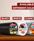 Waterproof Patch Seal Tape For Quick Leak Fixes, 6 Inch By 5 Foot Black Flexible Silicone-Butyl Adhesive shown with color options