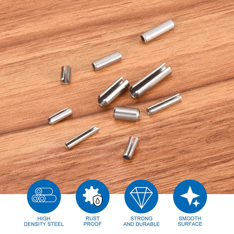 200 Piece Roll Pin Set Slotted Spring Pins 304 Stainless Steel on wood surface includes M2 M2.5 M3 M4 sizes for repairs