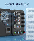 Adjustable Bench Power Supply 0 To 32V 0 To 10A With Encoder Knob And Output Switch Intelligent Charging Mode 4 Digit LED Display 20W USB And Type C Quick Charge Perfect For DIY Lab And Electronics Projects, showing front control panel and side view.